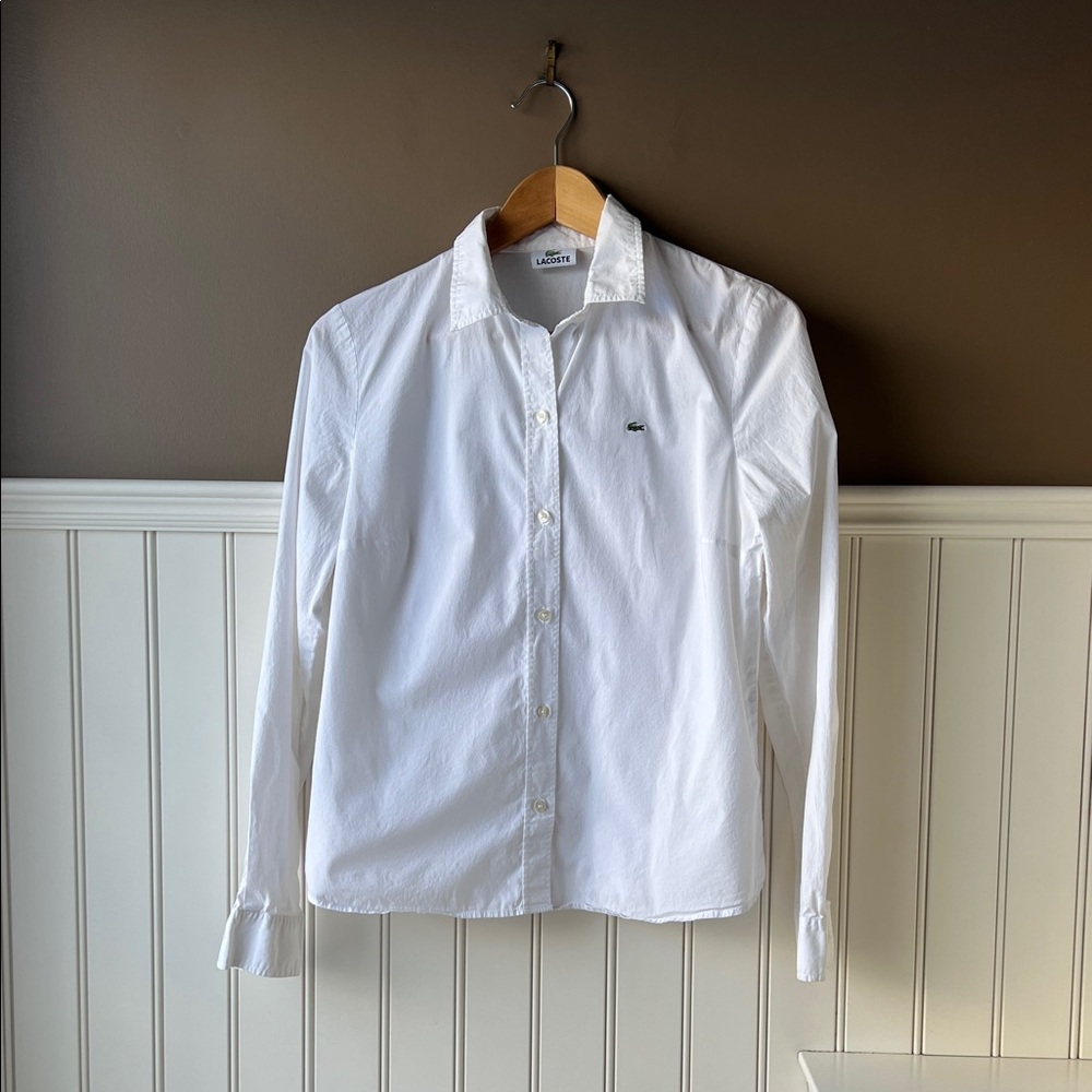 Lacoste Boy’s Crisp White Button-Down Shirt Size 42 or XL - Picture 10 of 10